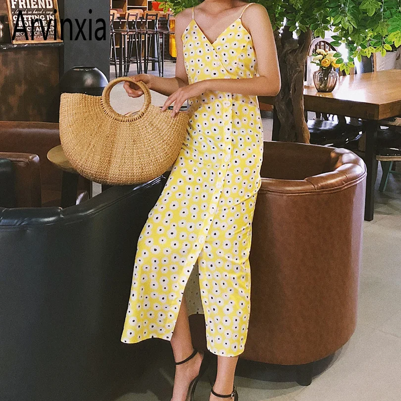 Arvinxia ZA Sexy Buttons Floral Printed Split Up Summer Dress Fashion Spaghetti Strap Woman Vestidos New Backless V Neck Dresses
Arvinxia ZA Sexy Buttons Floral Printed Split Up Summer Dress Fashion Spaghetti Strap Woman Vestidos New Backless V Neck Dresses