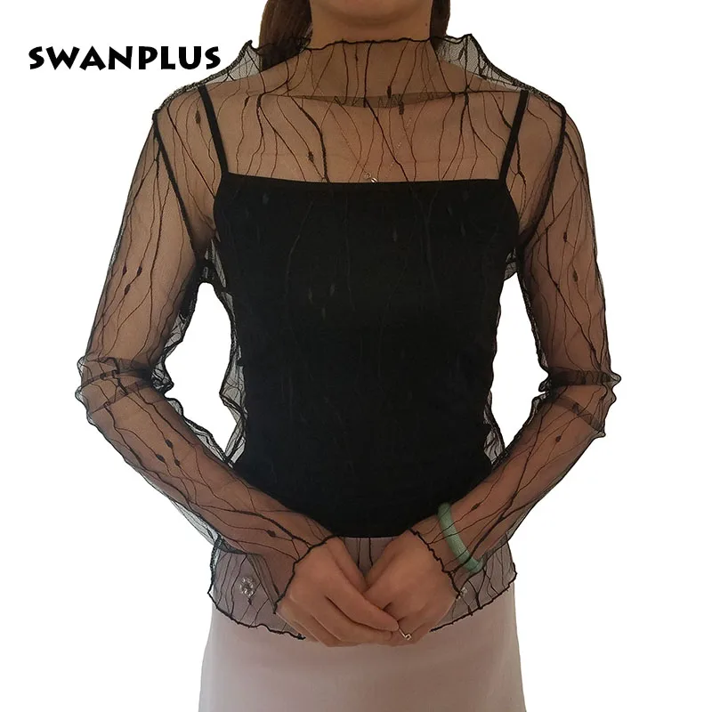 Women Sexy Mesh Blouse Tops Summer Long Sleeve Stand Collar Female Casual Elegant Tees Hollow Out Ladies Dot Star Striped Shirt
Women Sexy Mesh Blouse Tops Summer Long Sleeve Stand Collar Female Casual Elegant Tees Hollow Out Ladies Dot Star Striped Shirt