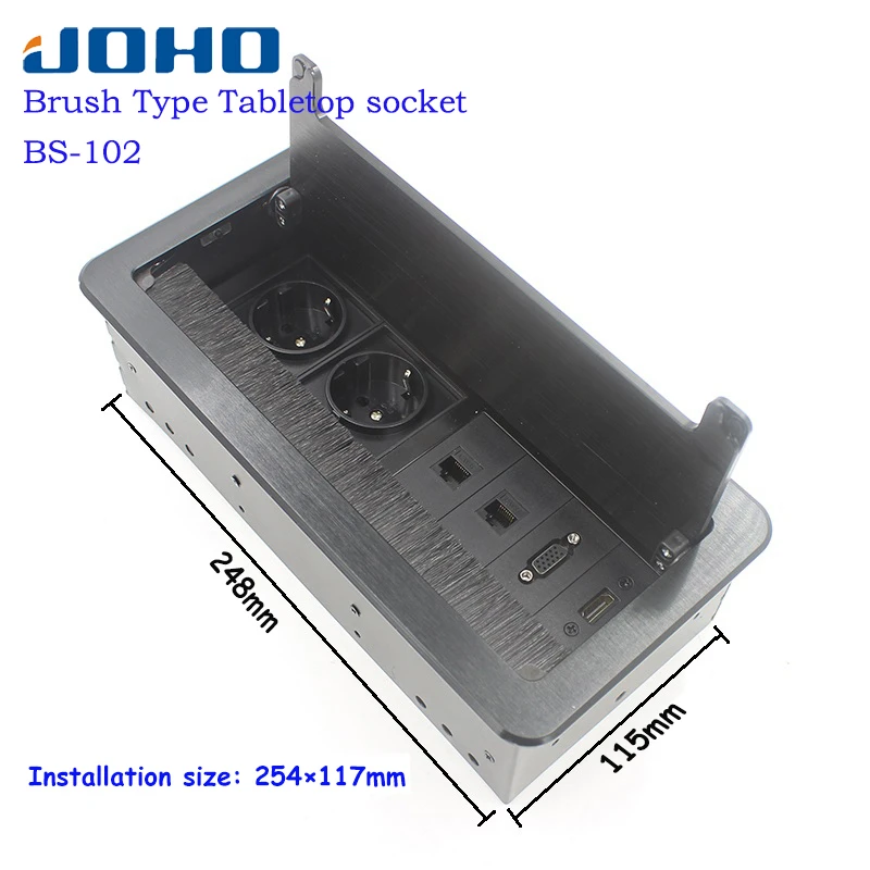 JOHO Brush Open Type Tabletop Socket Aluminum Alloy EU Plug Multi-Function HDMI VGA Interface BS-102 For Conference Room
JOHO Brush Open Type Tabletop Socket Aluminum Alloy EU Plug Multi-Function HDMI VGA Interface BS-102 For Conference Room
