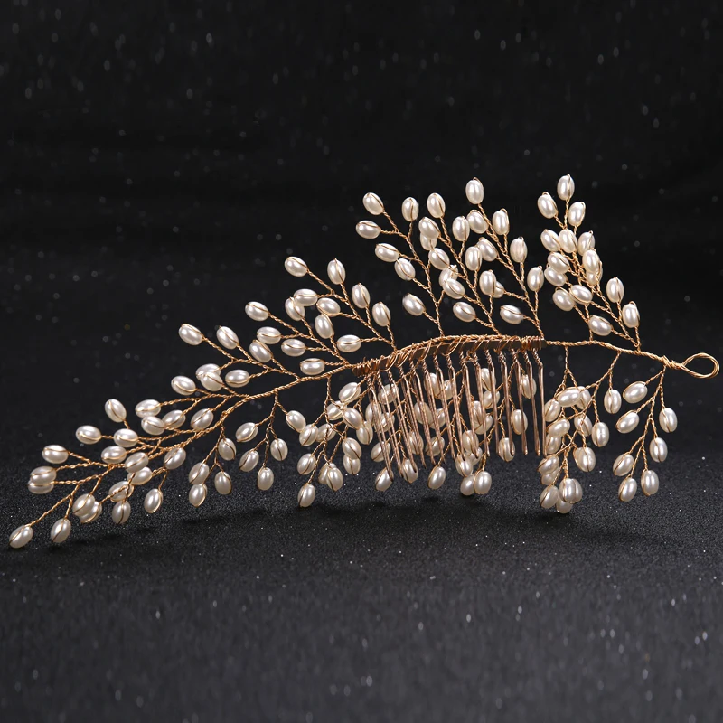Gold Color Leaf Pearl Hair Comb Bridal Hair Jewelry Accessories Wedding Women Head Decoration Comb Handmade Elegant Ornament
Gold Color Leaf Pearl Hair Comb Bridal Hair Jewelry Accessories Wedding Women Head Decoration Comb Handmade Elegant Ornament