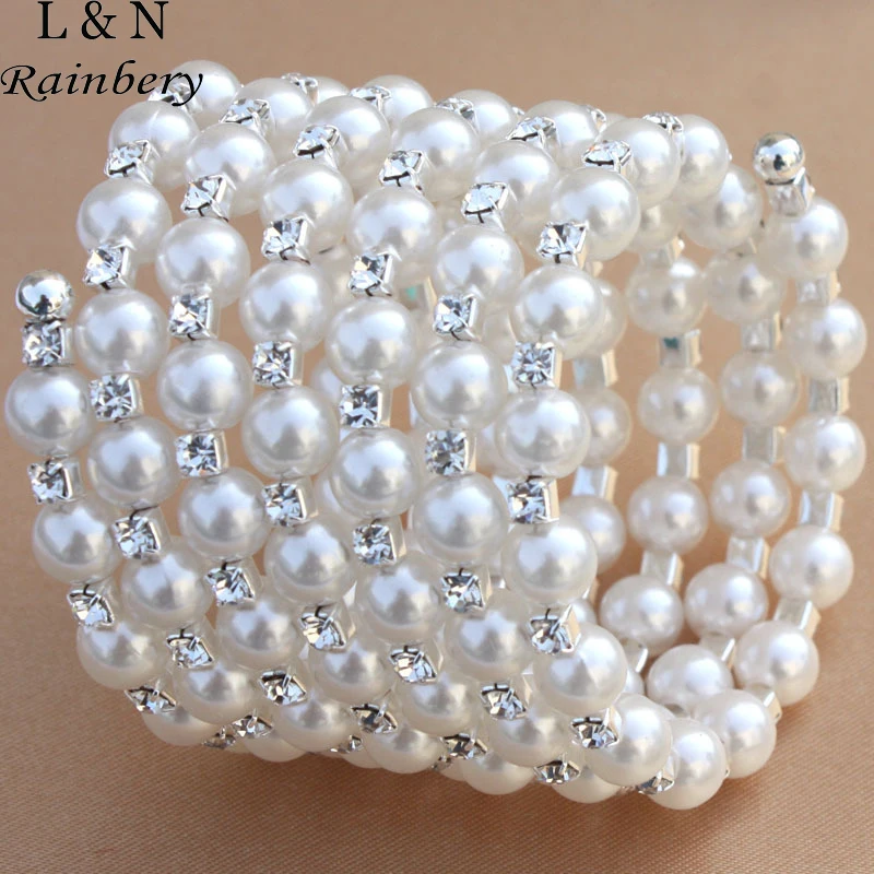 Rainbery Luxurious Korean Temperament OL Silver Plated Full Rhinestone Simulated Pearl Bracelets Multilayer Winding Wide Bangles
Rainbery Luxurious Korean Temperament OL Silver Plated Full Rhinestone Simulated Pearl Bracelets Multilayer Winding Wide Bangles