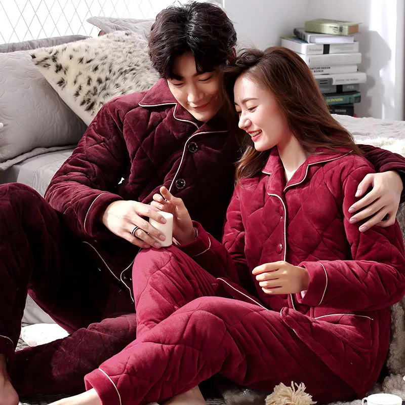 Couples Quilted Coral Fleece Pajamas Women Three Layer Thickening Warm Velvet Household Men's Or Women's Suit Winter Sleepwear
Couples Quilted Coral Fleece Pajamas Women Three Layer Thickening Warm Velvet Household Men's Or Women's Suit Winter Sleepwear