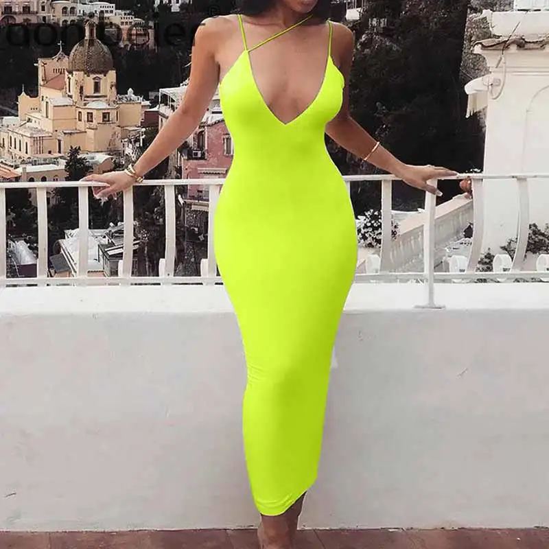 Neon Color Sexy Deep V Summer Sleeveless Women Bodycon Dress Fluorescent Green Stretch Ankle Length Maxi Dresses
Neon Color Sexy Deep V Summer Sleeveless Women Bodycon Dress Fluorescent Green Stretch Ankle Length Maxi Dresses
