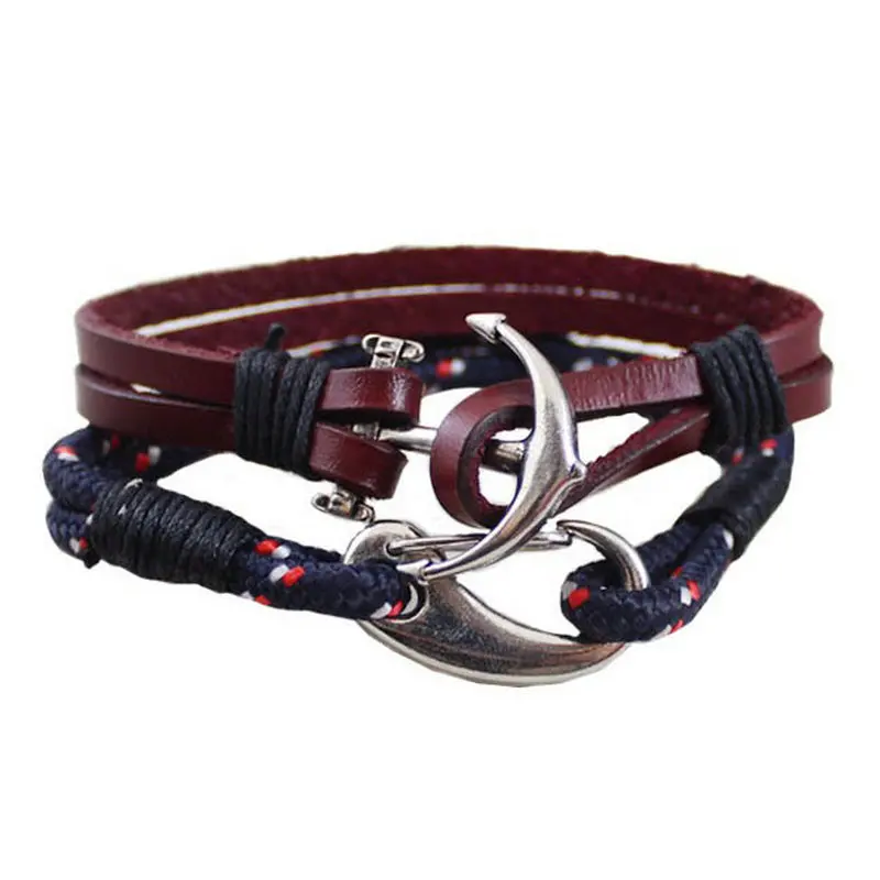 

J149 BIGBING jewelry Fashion leather anchor layered Bracelet set female fashion charm bracelet good quality