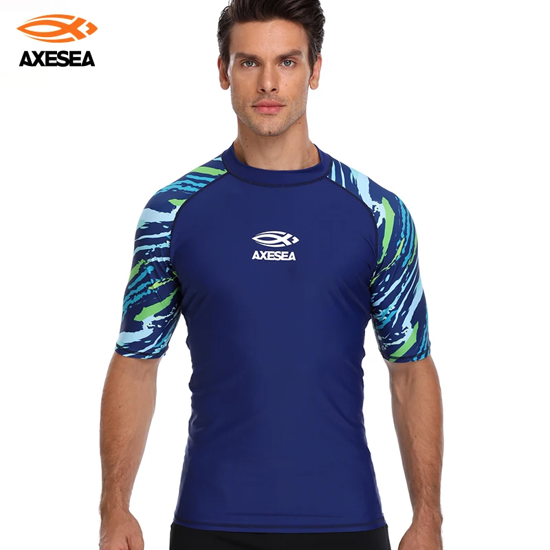 AXESEA Men Short Sleeve Rash Guard Swimsuit Quick Dry Swimwear UV Patchwork Surf Shirt Top Swimming Suit UPF50 Rashguard T-Shirt
AXESEA Men Short Sleeve Rash Guard Swimsuit Quick Dry Swimwear UV Patchwork Surf Shirt Top Swimming Suit UPF50 Rashguard T-Shirt