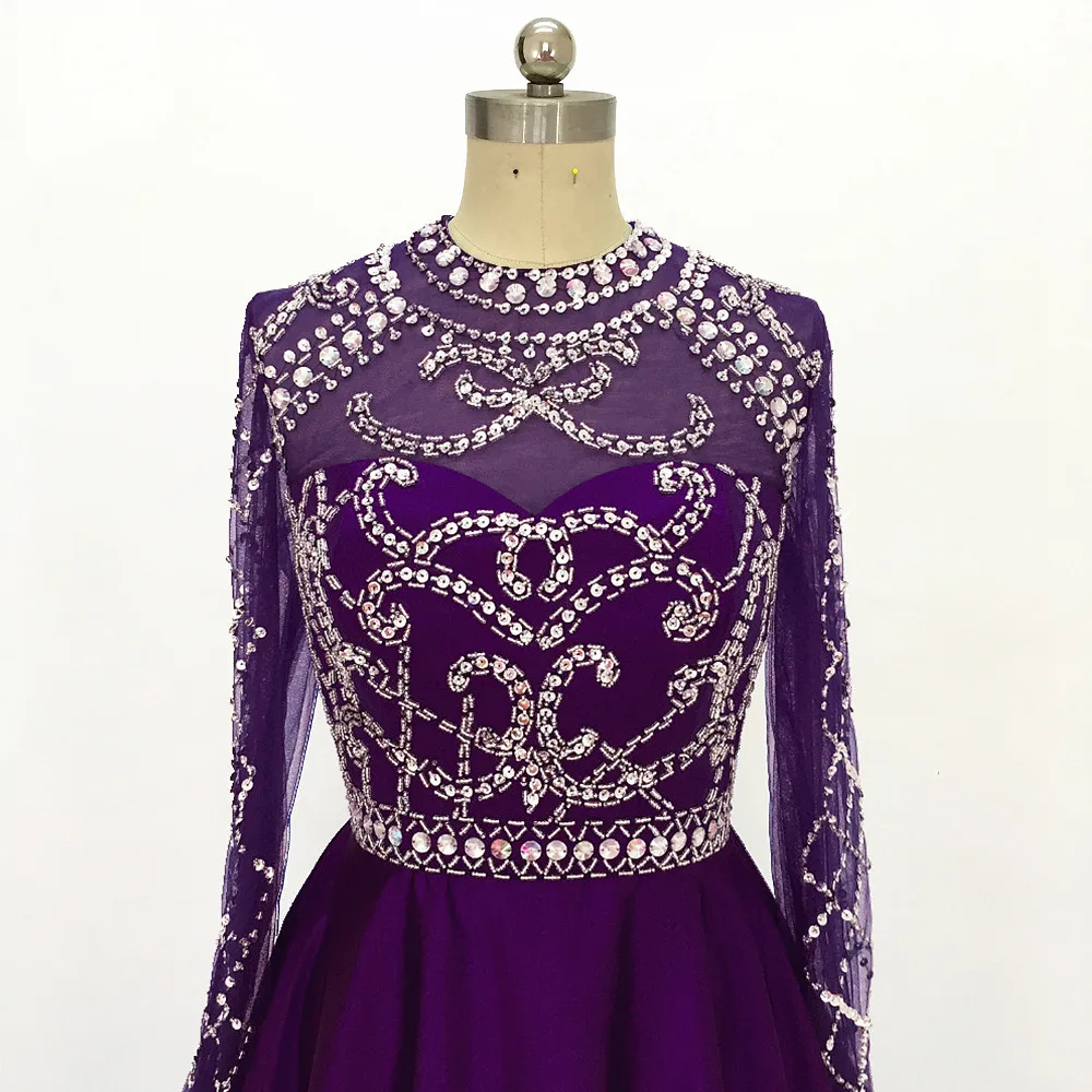 Beauty Pageant Purple Evening Dress Long Sleeves 2020 Engagement GOWNS O-neck Beaded Satin Prom Dresses A Line ROBE DE SOIREE
Beauty Pageant Purple Evening Dress Long Sleeves 2020 Engagement GOWNS O-neck Beaded Satin Prom Dresses A Line ROBE DE SOIREE