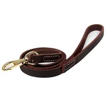 1.1 m/1.6 m אמיתי עור גדול כלב רצועה לחיות מחמד הליכה מוביל כלב חבל מתיחת גרמנית רועה זהב רטריבר בינוני גדול כלבים(China)