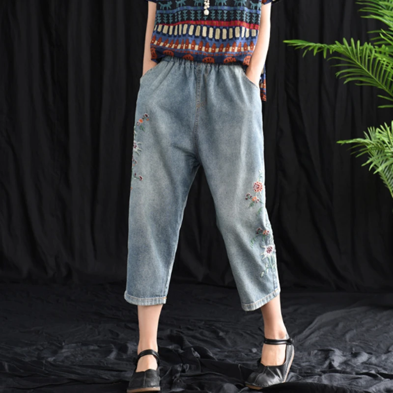 Johnature New Style Retro Literary Embroidery Women Pants 2019 Summer Print Floral Elastic Waist Casual Slim Female Pants
Johnature New Style Retro Literary Embroidery Women Pants 2019 Summer Print Floral Elastic Waist Casual Slim Female Pants