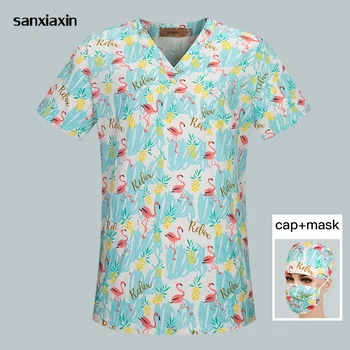 V-Neck Women Scrub Tops Cotton Breathable Flamingo Print Surgical Medical Uniforms Hospital Nurse Scrub clothes Women wholesale
V-Neck Women Scrub Tops Cotton Breathable Flamingo Print Surgical Medical Uniforms Hospital Nurse Scrub clothes Women wholesale