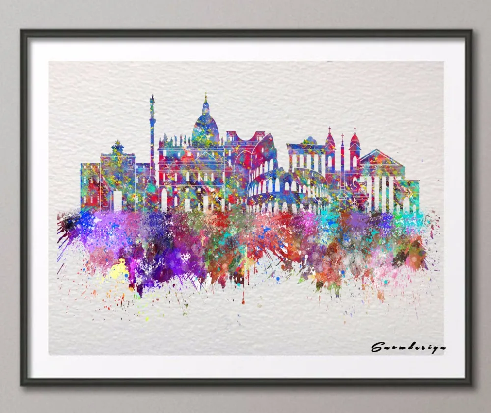 DIY Original watercolor Rome skyline canvas painting pop wall art poster print living room Home Decoration pictures wall hanging
DIY Original watercolor Rome skyline canvas painting pop wall art poster print living room Home Decoration pictures wall hanging