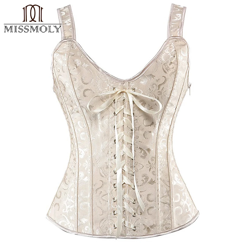 Women's Steampunk Gothic Sexy Lingerie Bustier Corset Zip Brocade Boned Lace up Back Waist Trainer Cincher Corsets and Bustiers
Women's Steampunk Gothic Sexy Lingerie Bustier Corset Zip Brocade Boned Lace up Back Waist Trainer Cincher Corsets and Bustiers