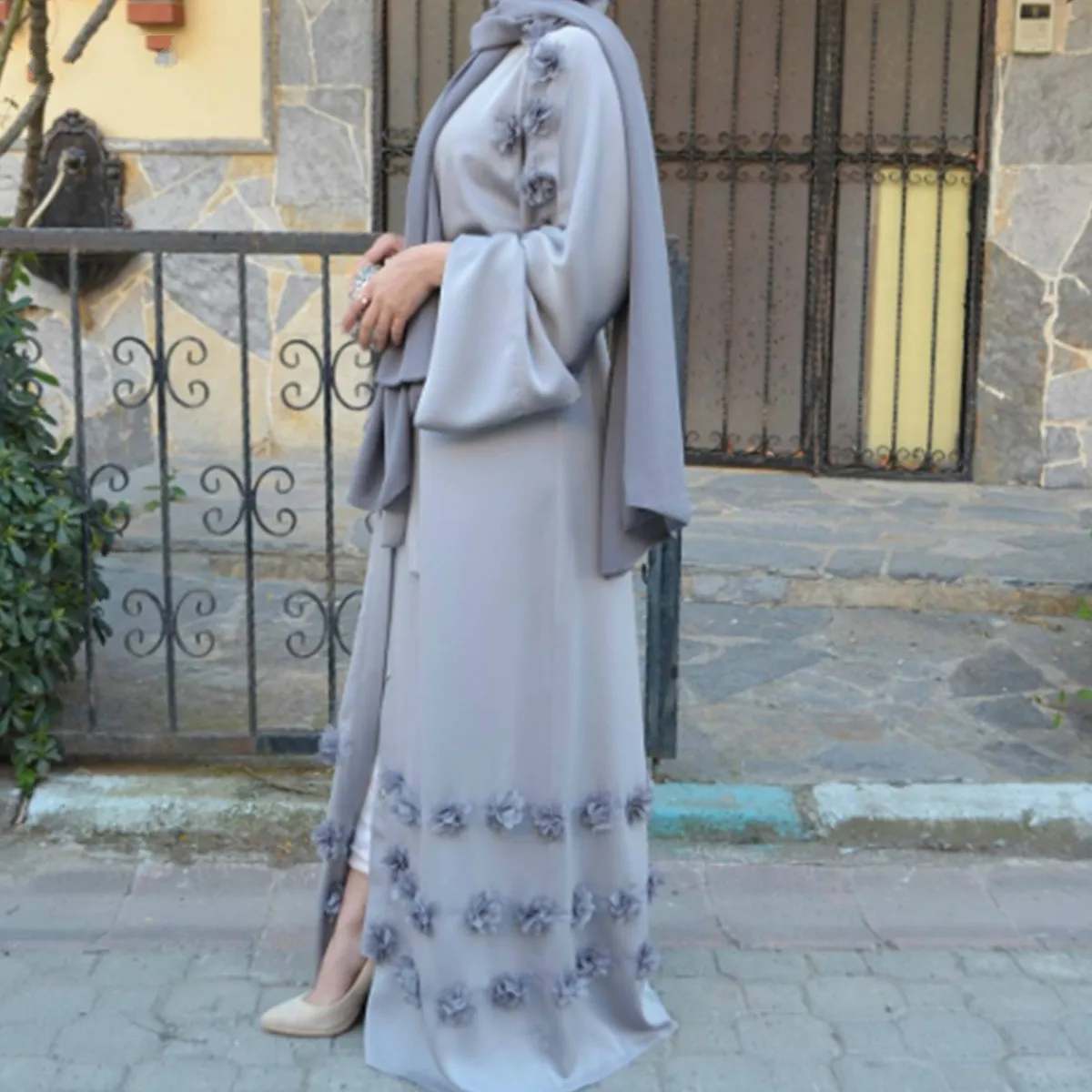 2018 г. взрослая Повседневное кардиган цветы одеяние мусульмане Дубайская модная