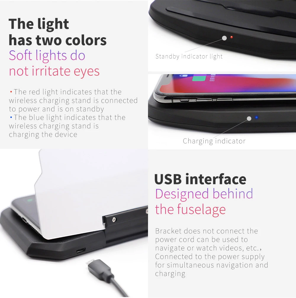Car HUD 10W Wireless Charger For iPhone X 8 Plus Head Up Display Navigation Stand Holder Qi Wireless Charging For Samsung S8 S9 (11)