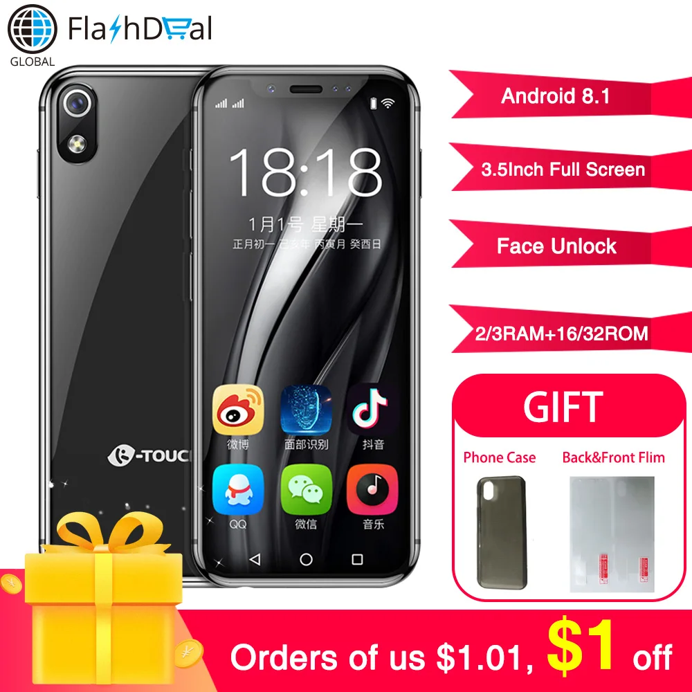 Mini Smartphone K-TOUCH I9 Face Unlock GPS WIFI Android 8.1 Mini Screen 3GB 32GB 4G LTE Mobile phone
Mini Smartphone K-TOUCH I9 Face Unlock GPS WIFI Android 8.1 Mini Screen 3GB 32GB 4G LTE Mobile phone