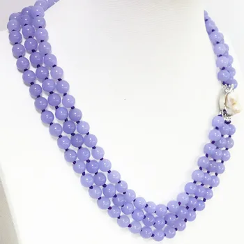 Purple violet jades 3 rows chalcedony stone 8mm round beads natural necklace white mother shell clasp jewelry 17-19inch B1506
Purple violet jades 3 rows chalcedony stone 8mm round beads natural necklace white mother shell clasp jewelry 17-19inch B1506