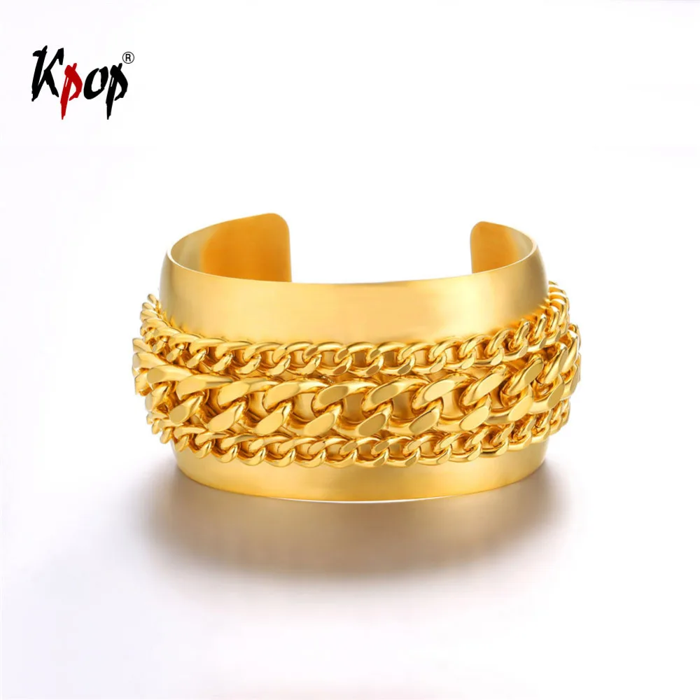 Kpop Wide Open Bangle Bracelet Gold/Silver/Black Color Fashion Jewelry Cuban Chain Cuff Bracelet For Women & Men GH437
Kpop Wide Open Bangle Bracelet Gold/Silver/Black Color Fashion Jewelry Cuban Chain Cuff Bracelet For Women & Men GH437