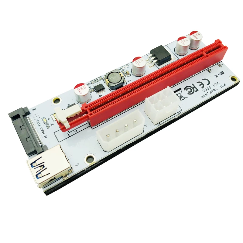 100 шт., Райзер 008S PCIE 1X до 16X, адаптер расширения PCI-E, карта Райзера SATA 15pin 6pin 4pin, источник питания для майнинга Bitcion
100 шт., Райзер 008S PCIE 1X до 16X, адаптер расширения PCI-E, карта Райзера SATA 15pin 6pin 4pin, источник питания для майнинга Bitcion