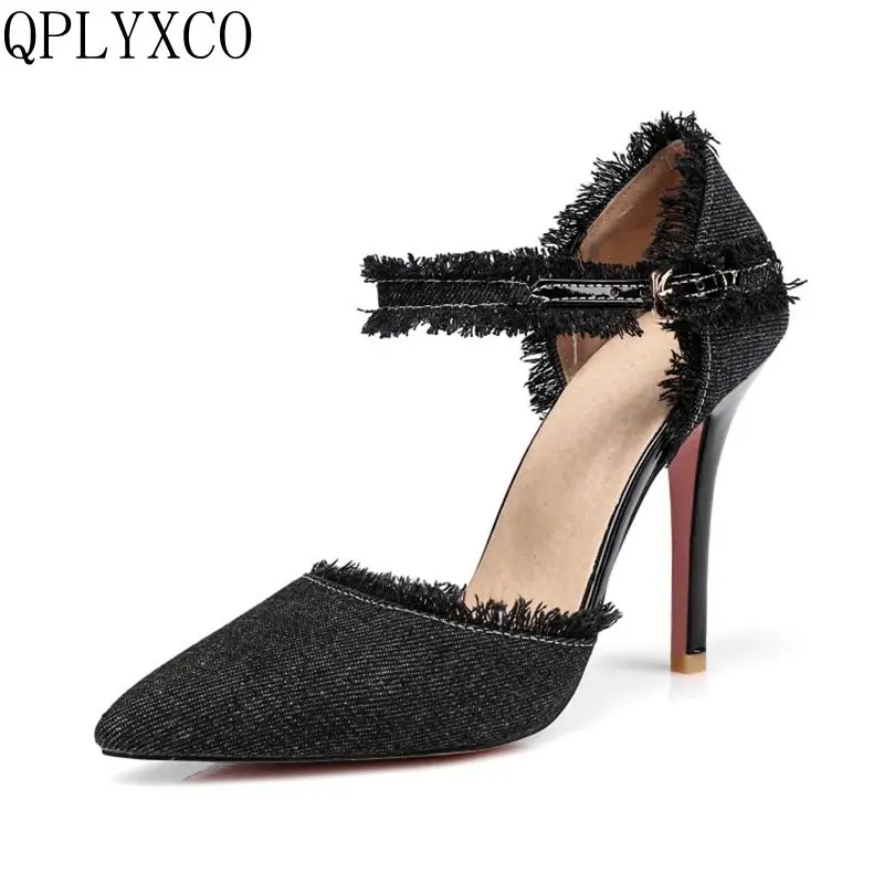 QPLYXCO Big Size 31-47 Ankle Strap Summer Woman Sandals High Heels pointed Toes Thin Heels Denim Blue Sandals Shoes Women k-3
QPLYXCO Big Size 31-47 Ankle Strap Summer Woman Sandals High Heels pointed Toes Thin Heels Denim Blue Sandals Shoes Women k-3