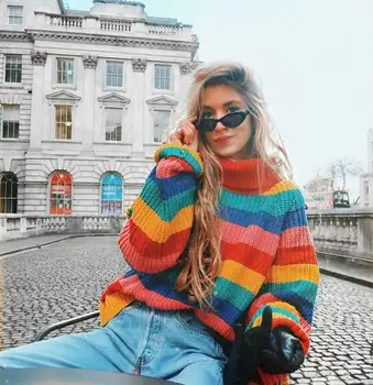 oversized turtleneck sweaters women winter jumpers knitted clothes fashion striped SM855
oversized turtleneck sweaters women winter jumpers knitted clothes fashion striped SM855