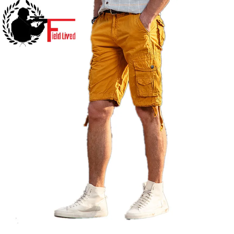 

2019 New Men's Summer Military Cargo Shorts Capri Army Style Multi Pockets Bermuda Cotton Breeches Work Casual Short Male