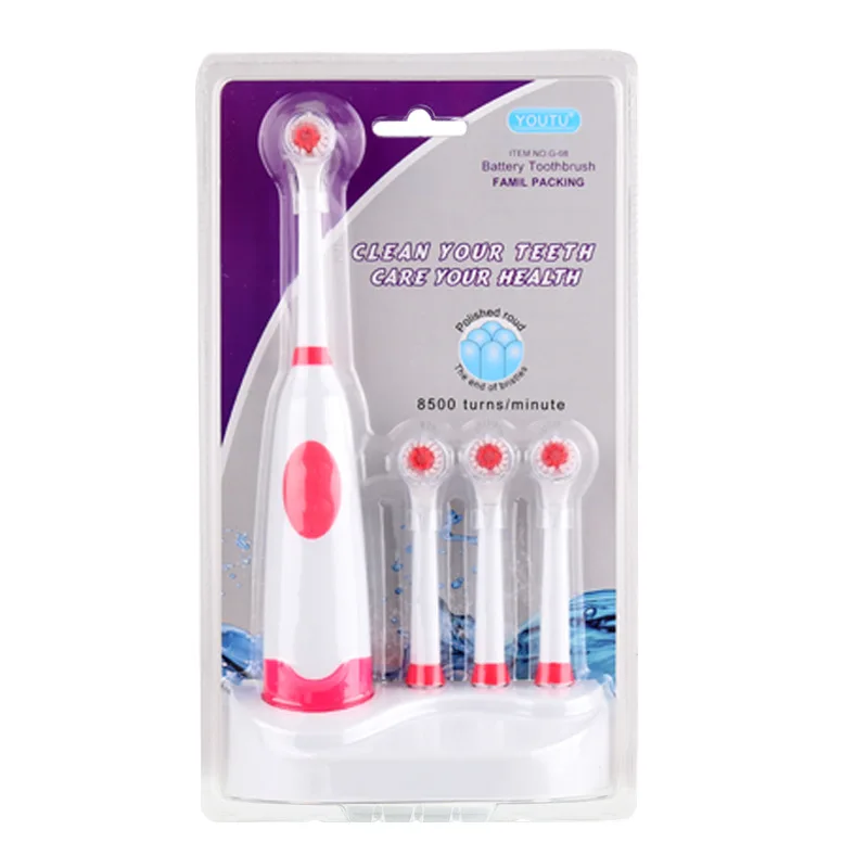 1PCS Electric Toothbrush with 4 Brush Replacement Heads Battery Operated No Rechargeable 8500 times/min for Adults and child
1PCS Electric Toothbrush with 4 Brush Replacement Heads Battery Operated No Rechargeable 8500 times/min for Adults and child