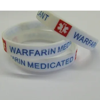 100pcs Debossed filled WARFARIN medicated wristband silicone bracelets free shipping by epacket A
100pcs Debossed filled WARFARIN medicated wristband silicone bracelets free shipping by epacket A