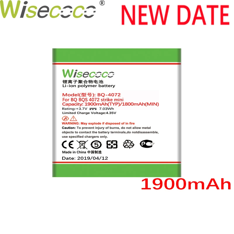 Wisecoco BQS4072 1900mAh Newly Produced Battery For BQ BQ-4072 BQs-4072 Strike mini Phone Battery Replacement + Tracking Number
Wisecoco BQS4072 1900mAh Newly Produced Battery For BQ BQ-4072 BQs-4072 Strike mini Phone Battery Replacement + Tracking Number