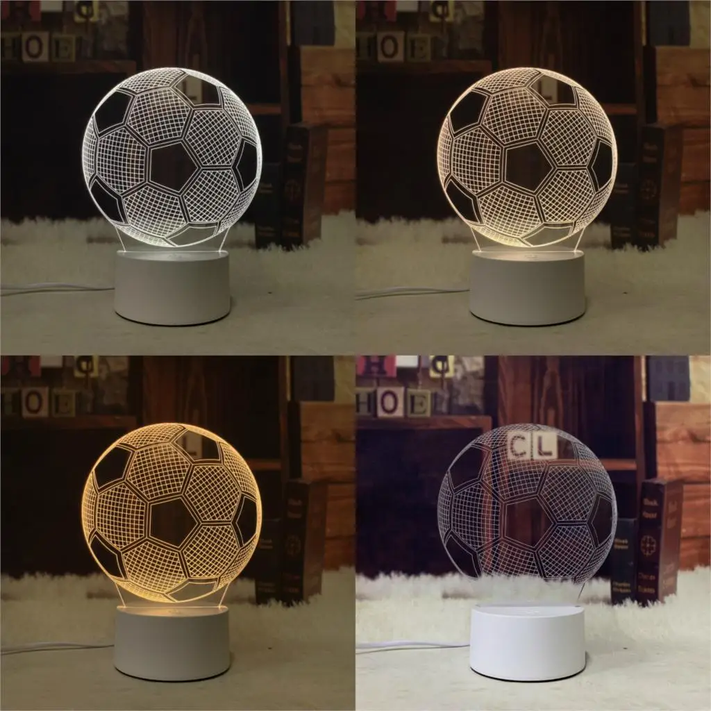 Новая футбольная 3D Светодиодная лампа трещина база ночной Светильник RGB