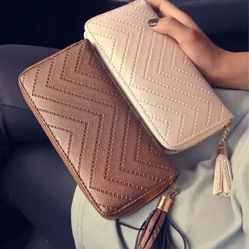 Fashion Women Casual Wallet Solid Color Leather Tassel Wave Pattern Long Style Ladies Coin Zippered Purse Best Sale-WT
Fashion Women Casual Wallet Solid Color Leather Tassel Wave Pattern Long Style Ladies Coin Zippered Purse Best Sale-WT