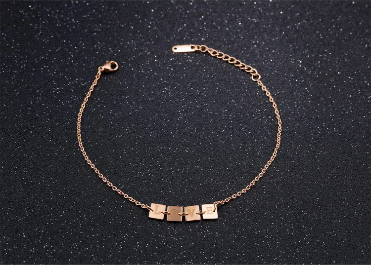 Hot Sales Love Letter Lock Anklets Women Foot Jewelry Rose Gold Color Titanium Steel Fashion Chain Anklets For Female Wholesale
Hot Sales Love Letter Lock Anklets Women Foot Jewelry Rose Gold Color Titanium Steel Fashion Chain Anklets For Female Wholesale