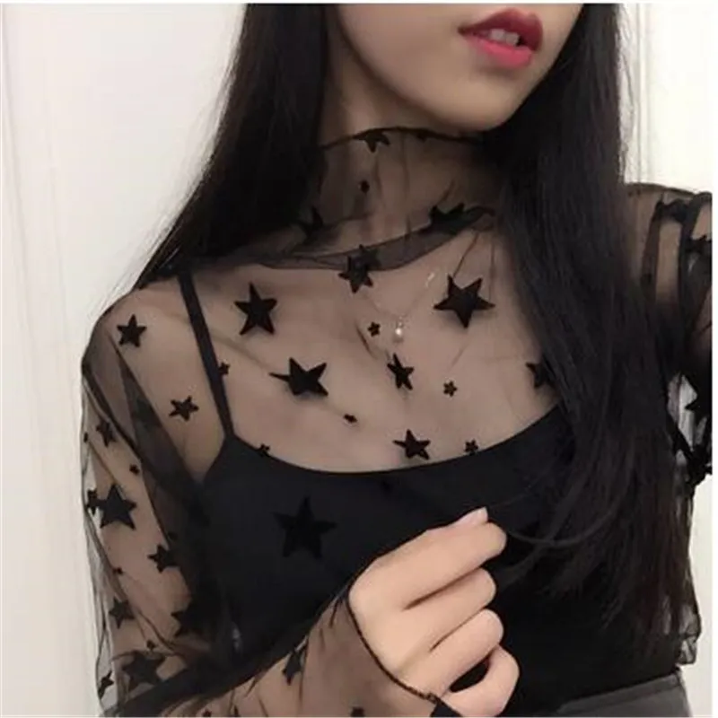 Womens Tee Top Summer Women Inside Tops Sexy Mesh Perspective Long-sleeved t shirt Ladies Fashion Shirts
Womens Tee Top Summer Women Inside Tops Sexy Mesh Perspective Long-sleeved t shirt Ladies Fashion Shirts