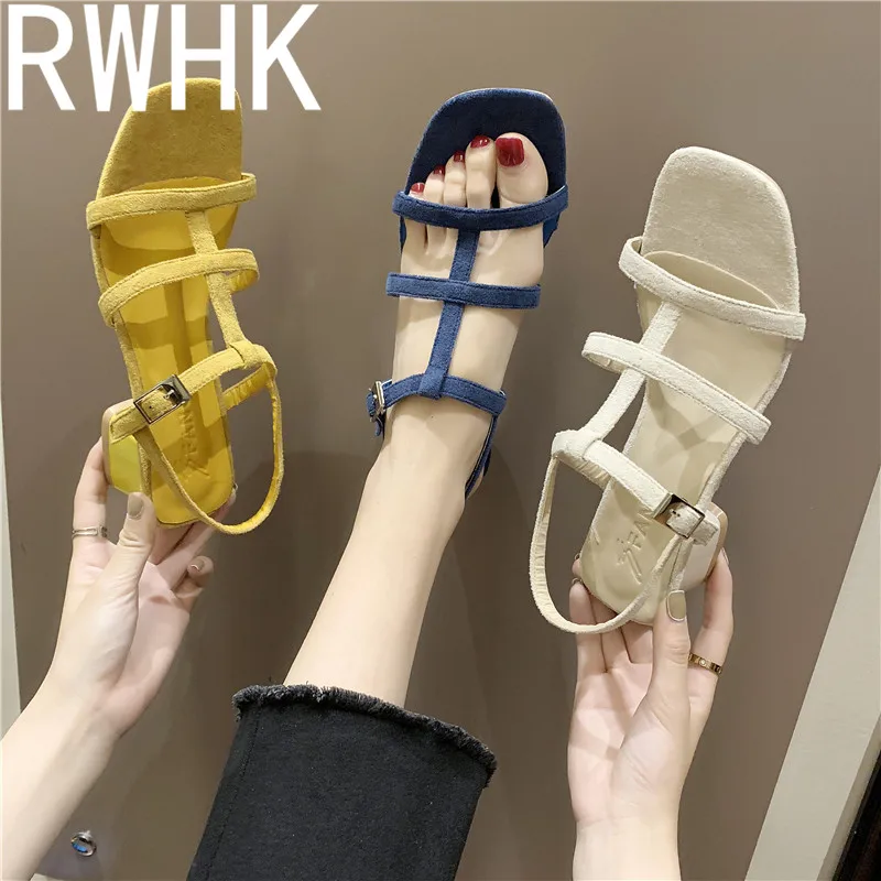 RWHK Sandals female fairy wind 2019 new new Korean version of the wild square head with thin Roman thick heels B104
RWHK Sandals female fairy wind 2019 new new Korean version of the wild square head with thin Roman thick heels B104