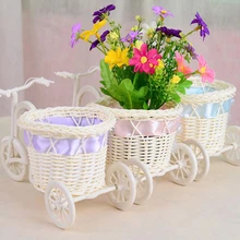 1PC אופני קש אחסון סל לצוף אגרטל צמח Stand מחזיק תלת אופן אופני פרח סל ארגונית ספקי(China)