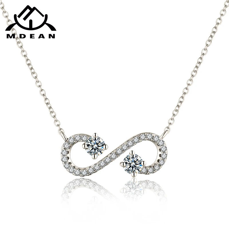MDEAN Necklace Pendant White Gold Color Jewelry for Women Wedding Engagement wedding Clear AAA Zircon D176 | Украшения и