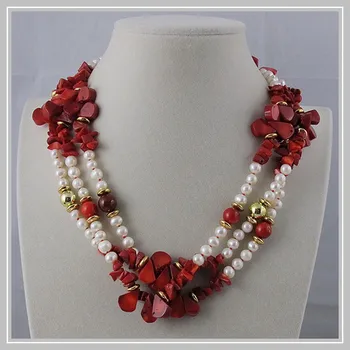 Unique Pearls jewellery Store 3 rows Luck Red Color Corals White Natural Freshwater Pearl Necklace,Charming Women Party Gift
Unique Pearls jewellery Store 3 rows Luck Red Color Corals White Natural Freshwater Pearl Necklace,Charming Women Party Gift