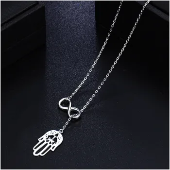 Fatima Hand Sterling 925 Silver Pendant Necklaces Link Chain Zircon Necklace Choker for Women Gift Fashion Jewelry collares 2020
Fatima Hand Sterling 925 Silver Pendant Necklaces Link Chain Zircon Necklace Choker for Women Gift Fashion Jewelry collares 2020
