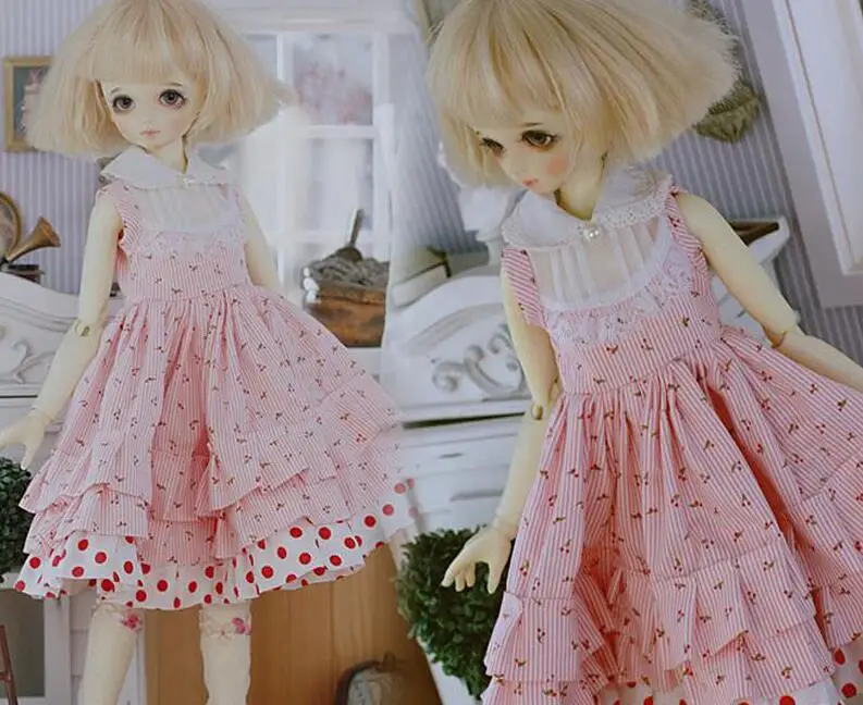 Фото New 1/3 1/4 1/6 SD MSD YOSD BJD Doll Clothes pink Wave point Girl Dress/Skirt/Suit | Игрушки и хобби