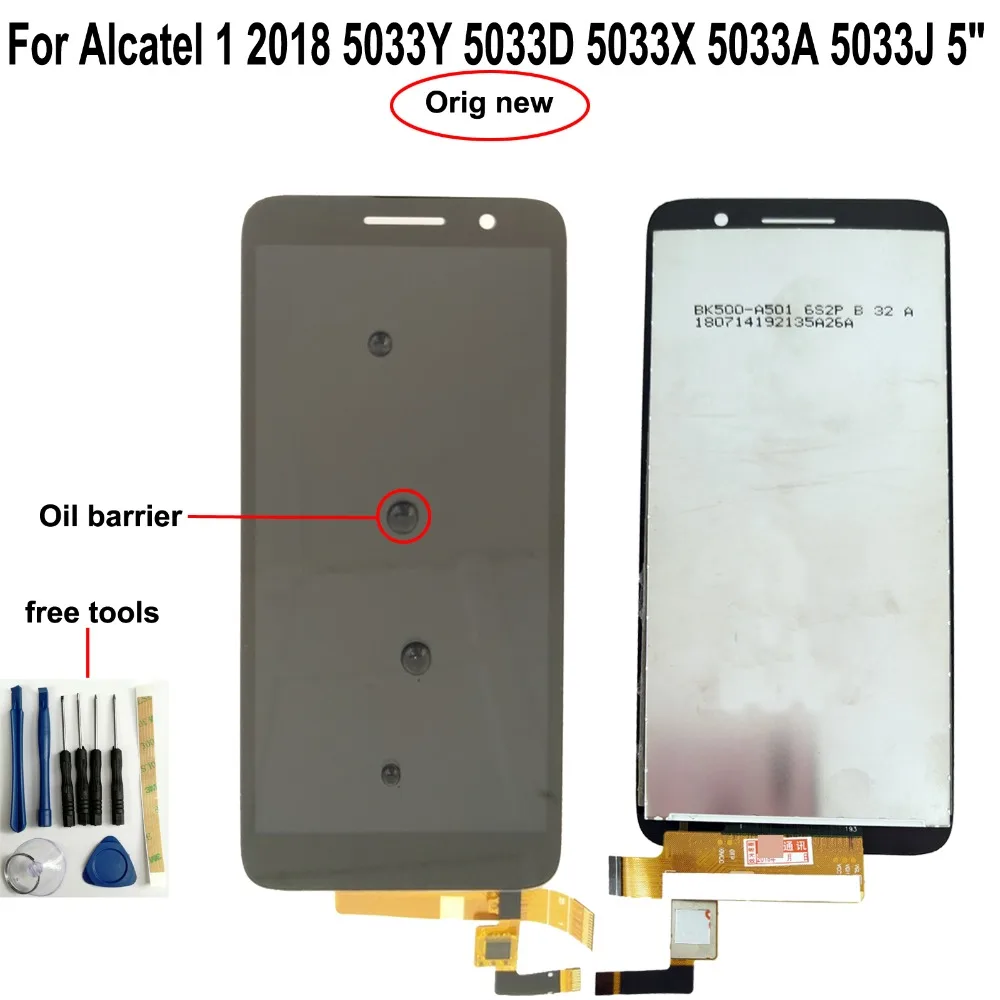 

Shyueda 100% Oig NEW For Alcatel 1 2018 5033Y 5033D 5033X 5033A 5033J 5" LCD Display Touch Screen Digitizer wth tools