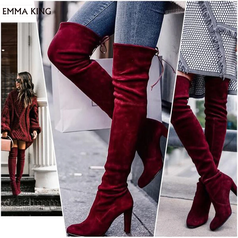 Fashion New Burgundy Over The Knee Boots cheap martin Booties Round Toe Thin Heel Lace Up Botas Mujer Party Shoes Woman PlusSize 
Fashion New Burgundy Over The Knee Boots cheap martin Booties Round Toe Thin Heel Lace Up Botas Mujer Party Shoes Woman PlusSize