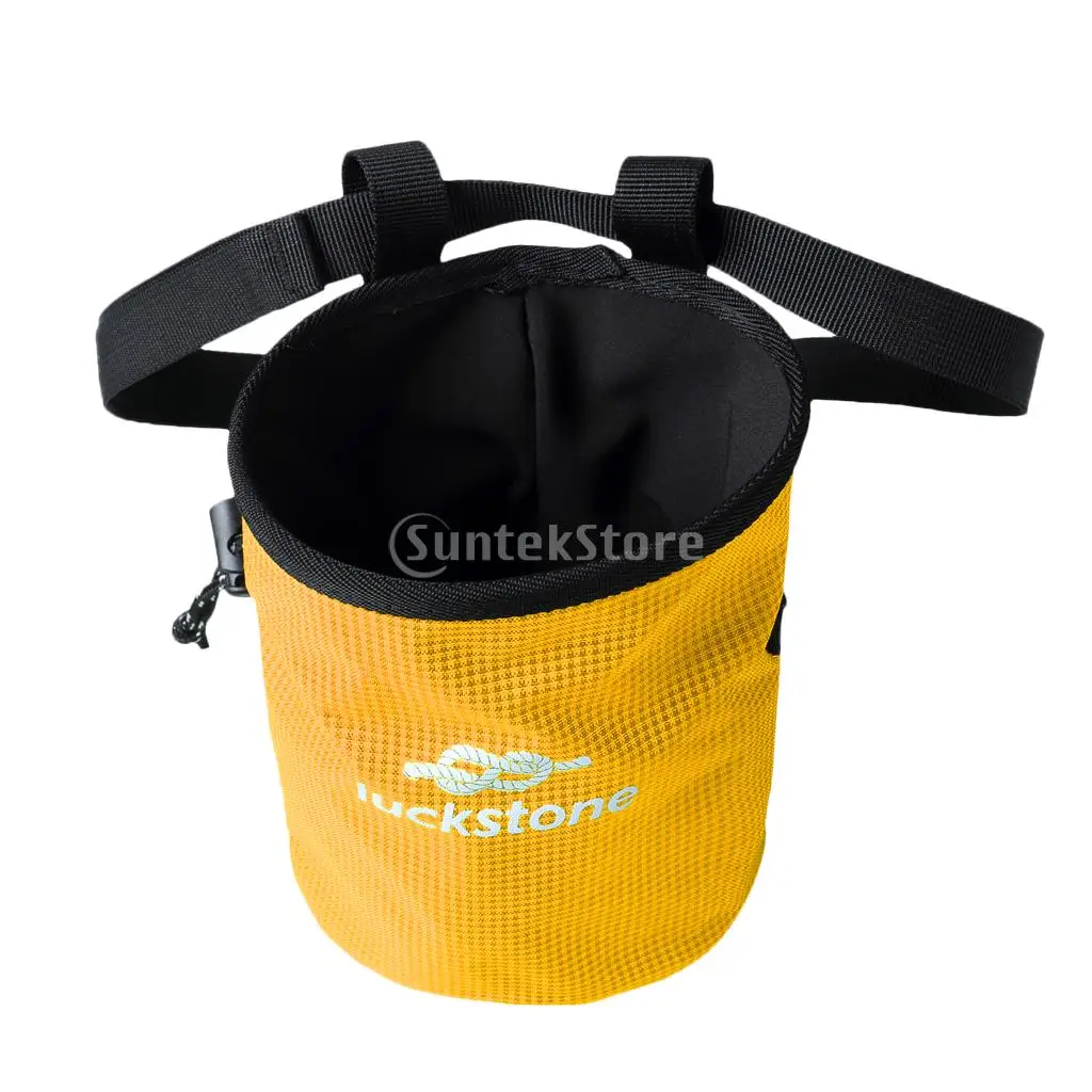 Large Gymnastics Rock Climbers Outdoor Climbing Chalk Bag with Drawstring Closure Adjustable Belt & Brush Slot