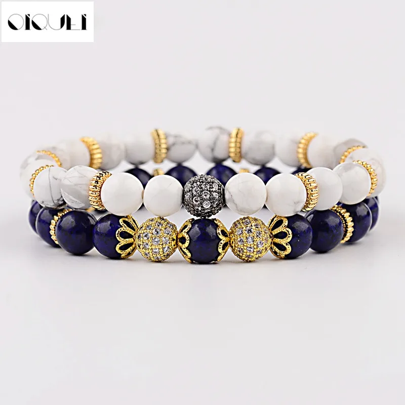 OIQUEI White Blue Natural Stone Bracelet Men Handmade Micro Pave CZ Disco Balls Charm Bracelets For Women Yoga Jewelry Lovers
OIQUEI White Blue Natural Stone Bracelet Men Handmade Micro Pave CZ Disco Balls Charm Bracelets For Women Yoga Jewelry Lovers