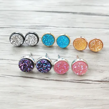 10 Pairs U pick color Round Shape Stone Stud Earring Natural druse crystal Titanium Druzy Gem stone Stud Earring for women ER616
10 Pairs U pick color Round Shape Stone Stud Earring Natural druse crystal Titanium Druzy Gem stone Stud Earring for women ER616