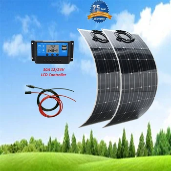 2 pcs 100w Solar Panel flexible 200W solar panel system Photovoltaic solar panel kit 30A LCD Controller for 12V RV Boat Off Grid
2 pcs 100w Solar Panel flexible 200W solar panel system Photovoltaic solar panel kit 30A LCD Controller for 12V RV Boat Off Grid