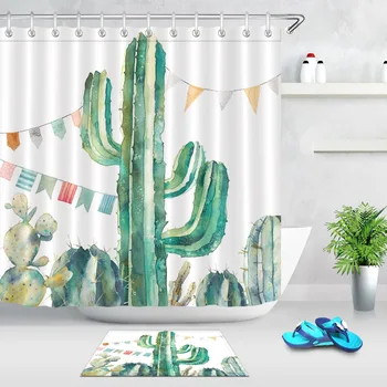 LB Tropical Plants Green Cactus And Flag White Shower Curtains Bathroom Curtain Watercolor Waterproof Fabric For Bathtub Decor
LB Tropical Plants Green Cactus And Flag White Shower Curtains Bathroom Curtain Watercolor Waterproof Fabric For Bathtub Decor