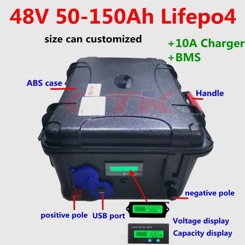 GTK 48V 50Ah 60Ah 70Ah 100Ah 120Ah 140Ah 150Ah LiFepo4 battery with BMS for trolling motor solar energy motorhome+10Acharger
GTK 48V 50Ah 60Ah 70Ah 100Ah 120Ah 140Ah 150Ah LiFepo4 battery with BMS for trolling motor solar energy motorhome+10Acharger