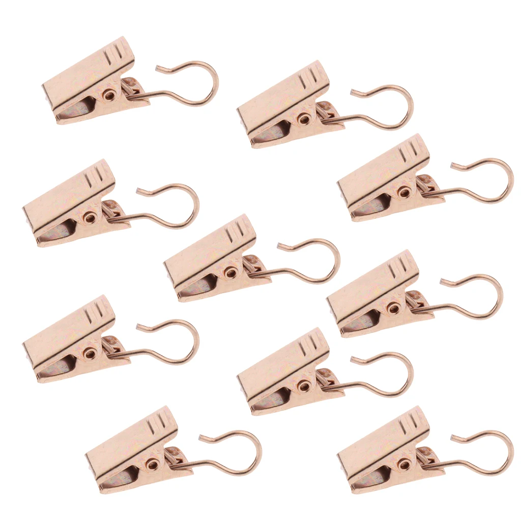 MagiDeal 30-Pack Window Curtain Clips with Hook/Drapery Clips Hanging Hook Hanger Gold 32mm