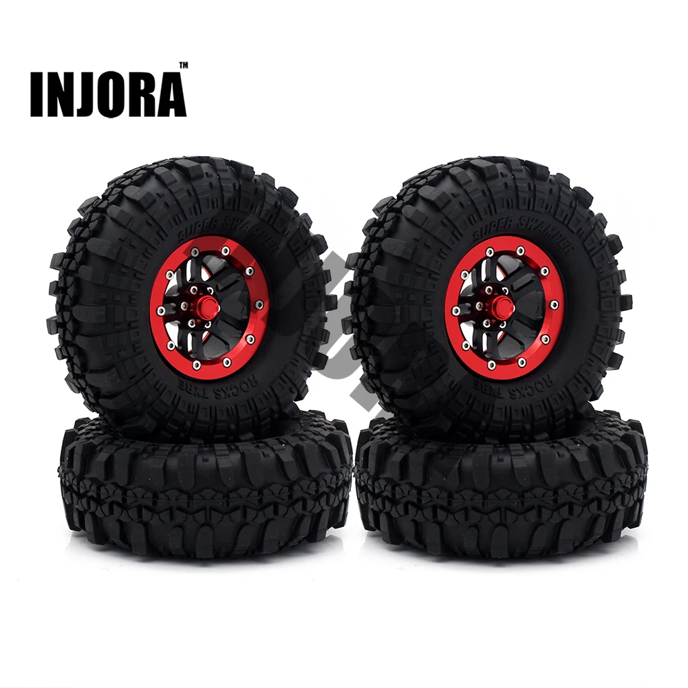 INJORA 4PCS Metal Red Beadlock Wheel Rim & Tires for 1/10 RC Rock Crawler Axial SCX10 90046 D90 D110 TF2
INJORA 4PCS Metal Red Beadlock Wheel Rim & Tires for 1/10 RC Rock Crawler Axial SCX10 90046 D90 D110 TF2