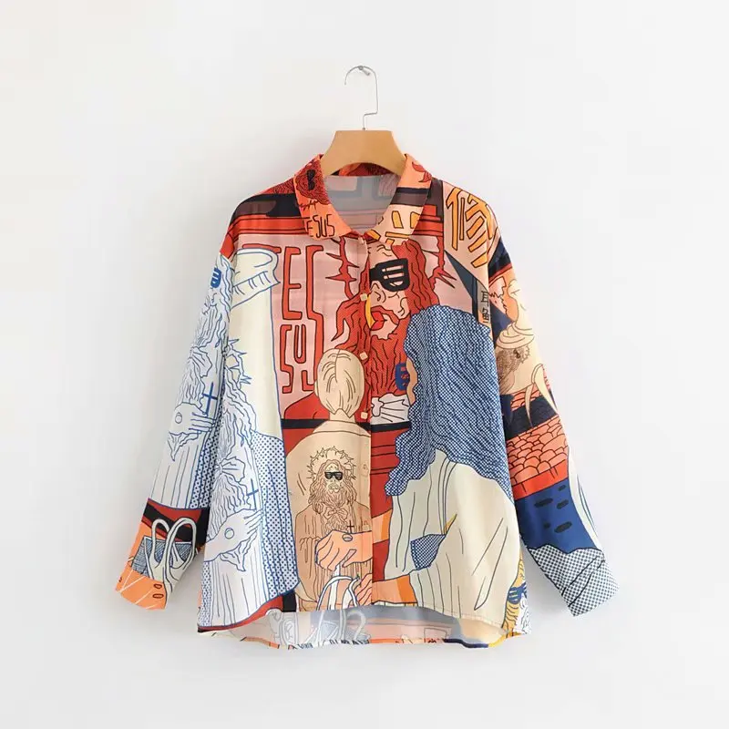 2018 European Loose Abstract Print Women Shirts OL Fashion Quality Single Breasted Blouses Turn-Down Collar Tops
2018 European Loose Abstract Print Women Shirts OL Fashion Quality Single Breasted Blouses Turn-Down Collar Tops