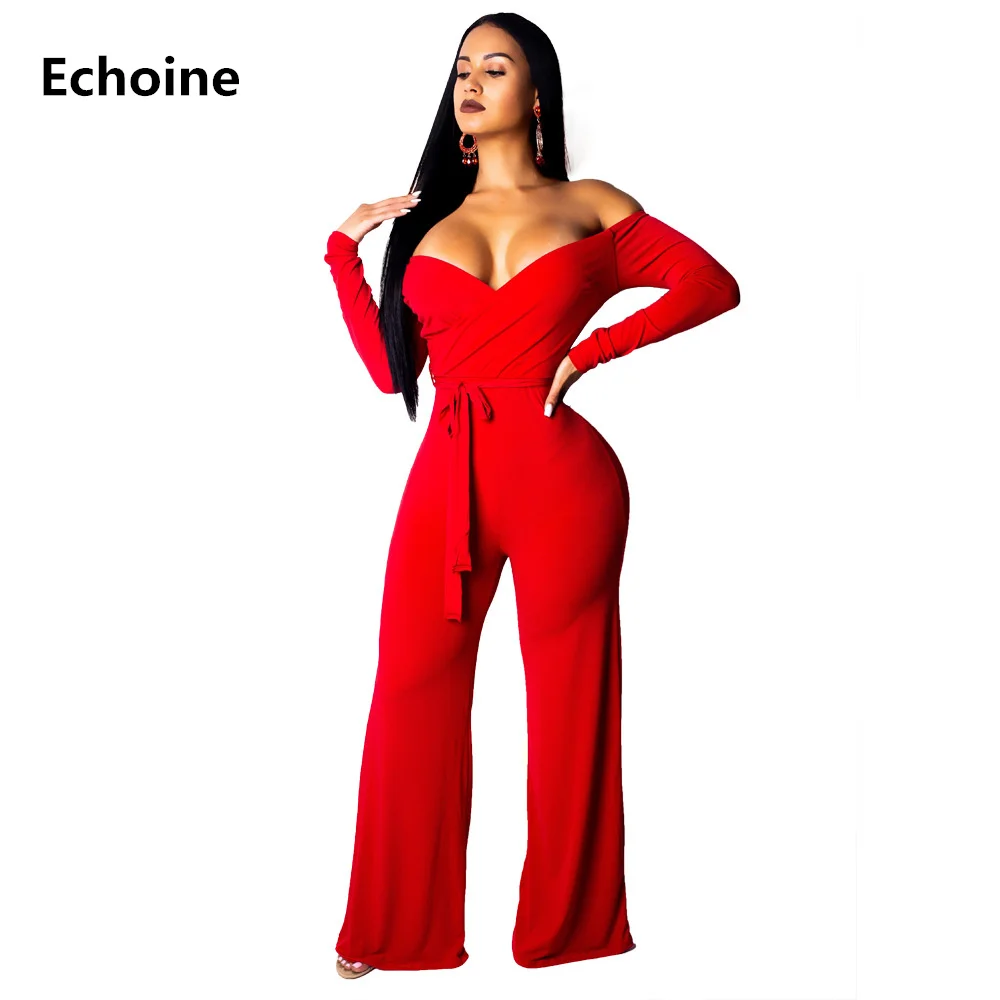 Women Red V-neck Off Shouolder Jumpsuit with Belt Slim Sheath Bodycon Long Sleeve Party Jumpsuit Romper Trousers Wide Leg Pants
Women Red V-neck Off Shouolder Jumpsuit with Belt Slim Sheath Bodycon Long Sleeve Party Jumpsuit Romper Trousers Wide Leg Pants