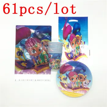 61Pcs/Lot Shimmer Shine Paper Cup Plate Tablecloth Loot Bag Baby Shower Kid Birthday Family Party Gift Bag Decoration Supply
61Pcs/Lot Shimmer Shine Paper Cup Plate Tablecloth Loot Bag Baby Shower Kid Birthday Family Party Gift Bag Decoration Supply